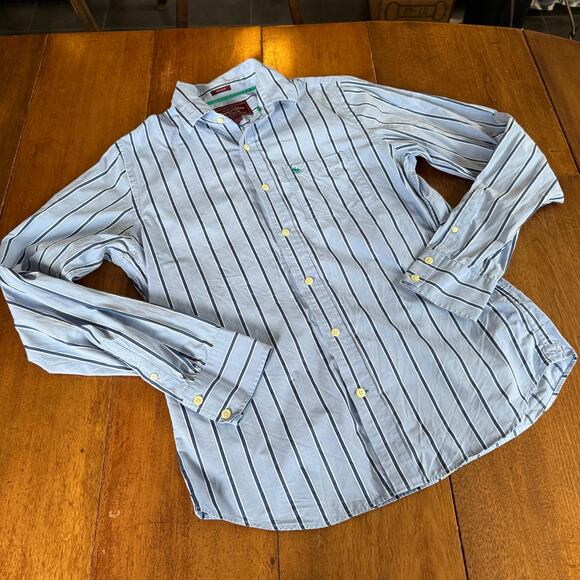Vintage Y2K Abercrombie Fitch Button Up Muscle Shirt Mens XL Blue Stripe Preppy - Picture 4 of 11
